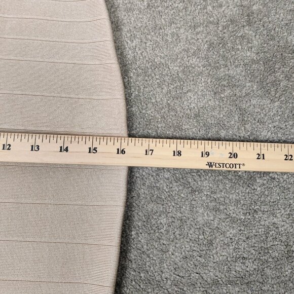 Marciano LA Women's Mini Dress Size L Beige Bandage Bodycon Square Neck Deep V - Picture 8 of 11